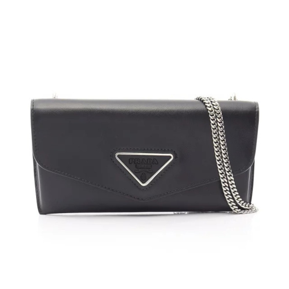 Prada Triangle Shoulder Bag Leather Black